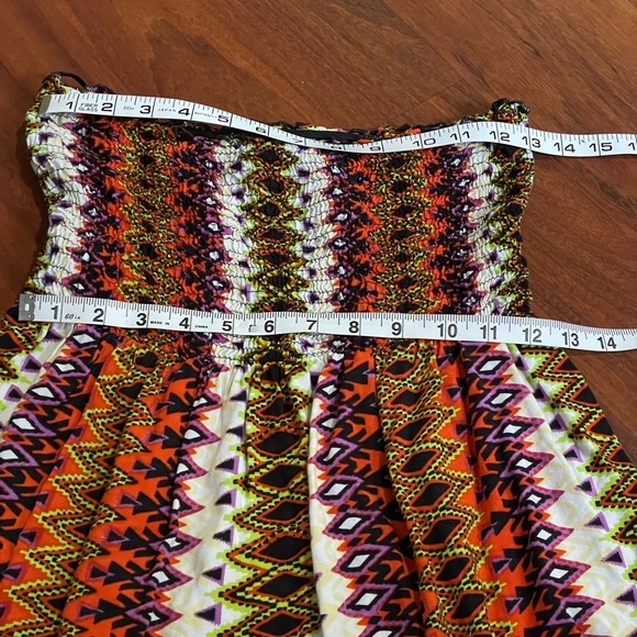 Angie tribal dress purple green black elastic waist smocked bodice size medium - Picture 4 of 8